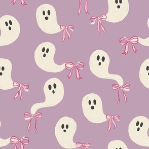 Pink Ghost With Bow And Bat store Decor